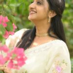 Saritha Jayasurya Instagram – Off white Organza Saree with floral embroidery. 
WhatsApp on 8943005544 for more enquiries!