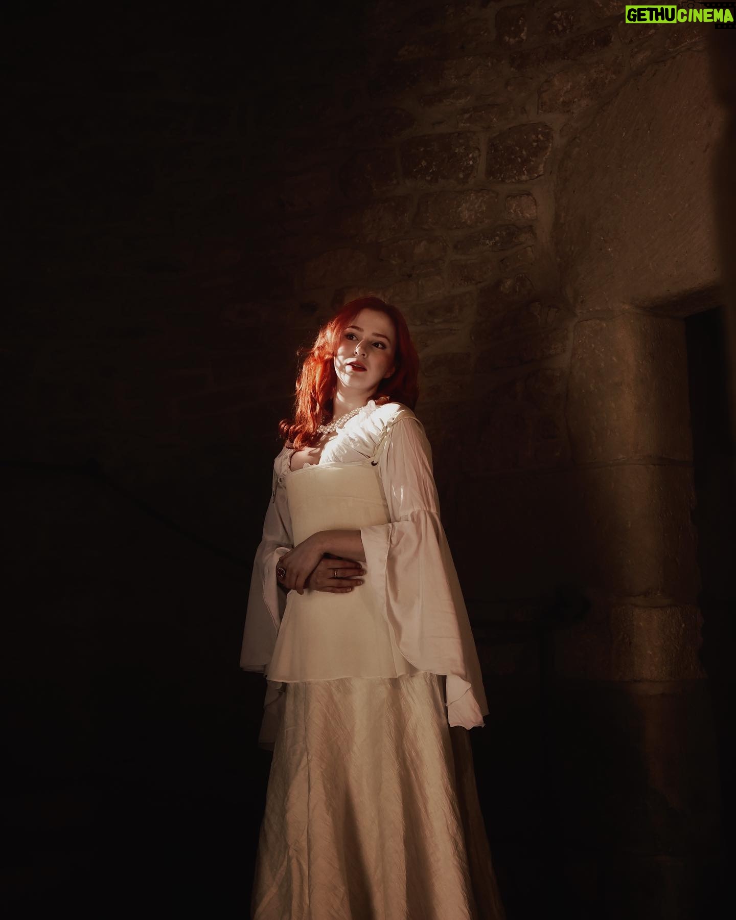 Sasha Alsberg Instagram - The princess in the tower…a love story or a life sentence? 🖤 #cuedramaticmusic • • • I am in absolute awe with how these photos turned out. Stephen and Sara from @manorandmaker truly captured the vision! See that stunning layered skirt? Well, Sara made it in about 2 minutes with just pins holding it together. Just wow! #OfWhimsicalMoments #everydaymagic #TheHappyNow #chateaucore #quietinthewild #redhead #france #southoffrance #frenchcountryside #historicaldress #periodfashion #cottagecore #littlewanderersdiary #folkandstory #booknymph #bookstagram #authorsofinstagram #writingretreat #frenchchateau #medevielfashion
