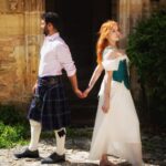 Sasha Alsberg Instagram – We cosplayed Klara & Callum in preparation for Fracturing Fate (the sequel to Breaking Time) at the wonderful @manorandmaker in France this week! ✨ 

☁️ dreams do come true (thanks to @manorandmaker) ☁️

Fracturing Fate comes out August 15th and I cannot WAIT for you all to see where their journey continues (or ends 🫢) 💕

@manorandmaker have retreats just like this one for all to enjoy! Check out their website for more information!

👗 by the amazing Sara from @manorandmaker 
🏴󠁧󠁢󠁳󠁣󠁴󠁿 kilt (borrowed) from @cre8vman
🕺 @gordonjuice 
📷 by @cre8vman
📖 by me 😊
👩🏻‍🦰 by @halohairextensions 

#France #dordogne #manorandmaker #creativeretreat #visitfrance #chateaulife #summerholiday #cottagecore #projectred #fracturingfate #breakingtime #scotland #meninkilts #romancenovel #yafantasy