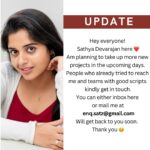 Sathya Devarajan Instagram - Have been telling No to new projects but now I think this is the perfect time ❤️ . . . #sathyadevarajan #tamilactress