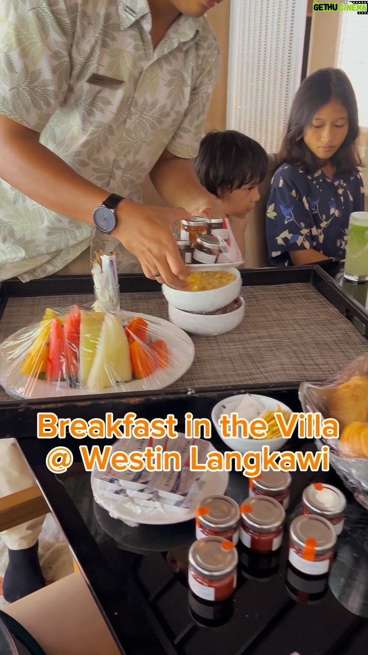 Sazzy Falak Instagram - Having breakfast in the villa at @westinlangkawi Two kids down with fever so we ended up having breakfast in the villa. So thankful for the hotel’s amazing service 😍 #westinlangkawi #nashsazzylangkawi #imaanlilytiararoselangkawi #idrisnashnazrillangkawi