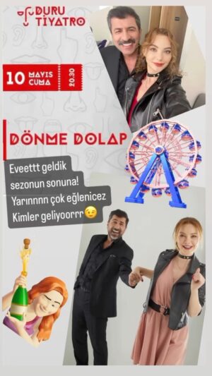 Sedef Şahin Instagram - Duyan duymayan kalmasın istedim çünki yarın İstanbul’da son oyun sezonu kapatıyoruz!! Neyse sonrakine giderim yok yani 🥺Ataşehir Watergarden’da Duru Tiyatro’dayız efendim. DÖNME DOLAP saat 20.30 ‘da. Hadi ayarlanın gelin çok eğleneceğiz😚Son pişmanlık fayda etmez bak😝 #durutiyatro #ataşehir #dönmedolap