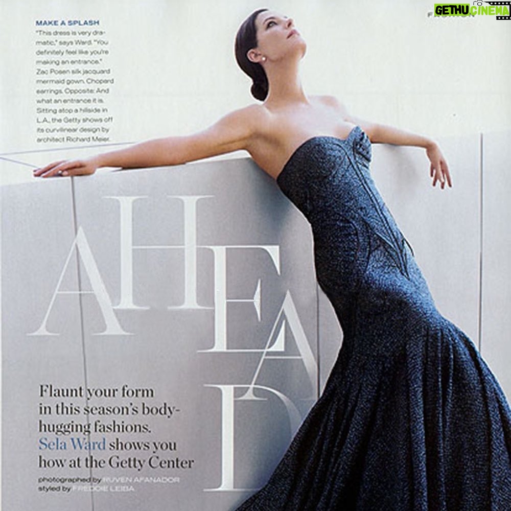 Sela Ward - 2.6K Likes - Dream photo shoot with my favorite photographer, @ruvenafanador, for @instylemagazine... wearing a gorgeous @zacposen gown at the @gettymuseum. #strikeapose