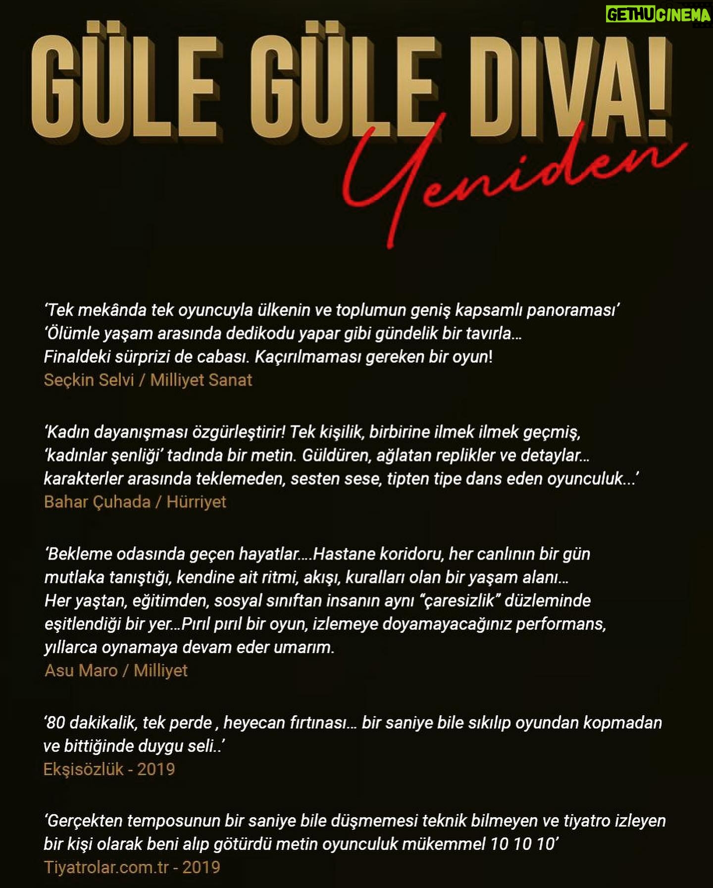 Selen Uçer - 828 Likes - Bugün #gülegülediva tekrar başlıyor 🙌 Yani #tbtdiil #gülegüledivayeniden ✊bir sonraki oyun 19 Nisan @hannsahne Diğer nisan-Mayıs oyun tarih-sahneleri pek yakında 💫Bekleriz ve bi şans dileğinizi de alırız 😉🍀🧿🙏 @2383yapim @tiyatrolar #GüvenAŞ