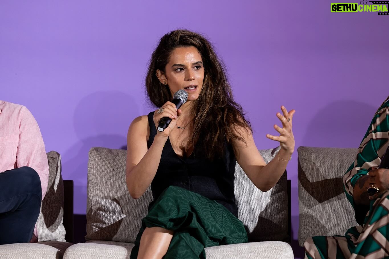 Sepideh Moafi Instagram - Was honored to speak alongside @sambencheghib and @ashleemariepreston at the @elevateprize #MakeGoodFamous Summit. Thank you @briancharleswalker for moderating our panel on advocacy and leveraging our platforms, both in life and on social media, to drive social change. During the panel, I discussed a range of topics, including my work with @rescueorg and their critical efforts to help people affected by humanitarian crises survive, recover, and rebuild their lives. I also spoke about the challenges of navigating censorship and fickle algorithms in today’s online media landscape. This is the beginning of an important conversation—not the end—and I’m grateful to be a part of it. Thank you @tala.barbotinkhalidy—she designed these gorgeous pleated moire pants with Lebanese Syrian artisans. Artists for ceasefire IRC pins 🕊️💛🖤