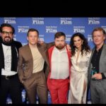 Sepideh Moafi Instagram - With @appletv #BlackBird fam @officialsbiff Thank you for the warm welcome & lovely panel @sbfilmgeek 🖤🦅 👗 @sarahslutsky 💄 @danadelaney 💁🏽‍♀️ @rena.calhoun 👗: @elisabettafranchi 👠: @alexandrebirman 👛: @m2malletier 💎: @tiffanyandco