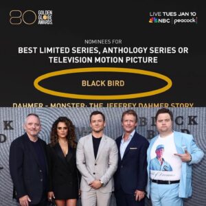 Sepideh Moafi Instagram - Thank you @goldenglobes for the THREE (❣️) #GoldenGlobe nominations for @appletvplus #BlackBird. 

* Best Television Limited Series, Anthology Series, or Motion Picture Made for Television — Black Bird

* Best Performance by an Actor in a Limited Series, Anthology Series, or a Motion Picture Made for Television — Taron Egerton @taron.egerton 

* Best Performance by an Actor in a Supporting Role in a Limited Series, Anthology Series, or Motion Picture Made for Television — Paul Walter Hauser @paulwhausergram 

A dream cast, creative & production team. Love you all. So proud to be part of this masterpiece. Congrats to everyone involved.🥹🖤🦅

The 80th Annual Golden Globe Awards will be held on Tuesday, January 10, 2023 at 8 p.m. ET/5 p.m. PT on @nbc & @peacocktv 

In loving memory of Ray Liotta. ❤️‍🩹