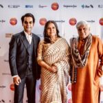 Shabana Azmi Instagram – At the closing ceremony of the 25th anniversary of #UKFilmFestival London with #Rajkumar Rao and #Javed Akhtar. Saree by @pranay_baidya 
Styled by @hitendrakapopara
Fashion team @tanyakalraaa @sarinabudathoki