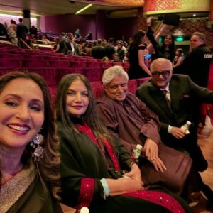 Shabana Azmi Instagram - Two proud fathers at the premiere of #Zoya Akhtar’s #Archies last night with Ashvini Bhave and me