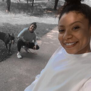 Shalita Grant Instagram - This #pridemonth @jagatt and I are #proudandpresent 🏳️‍🌈🏳️‍🌈
.
Enjoying a sweltering day together in our @lululemon w/ my other favorite girl, Candy Alizé (like the liquor 🤣 #iykyk)
.
Spread love 💕 
.
#lesbianpride #itgetsbetter #loveislove #loveyourself #dogmoms #dogmomsofinstagram #lululemon