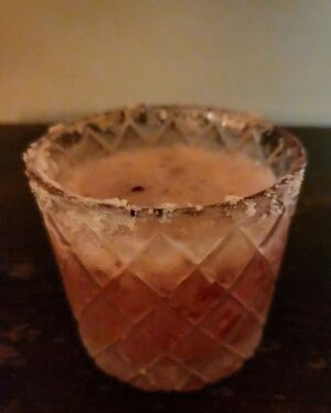 Shannyn Sossamon Instagram - Extra cold watermelon kombucha in a freezer-chilled glass w/ a lot of homemade salt-rim mixture (part maldon, part pink, part red pepper flakes). A few drops of valerian herb. No alcohol. No ice. It was very delicious 💖