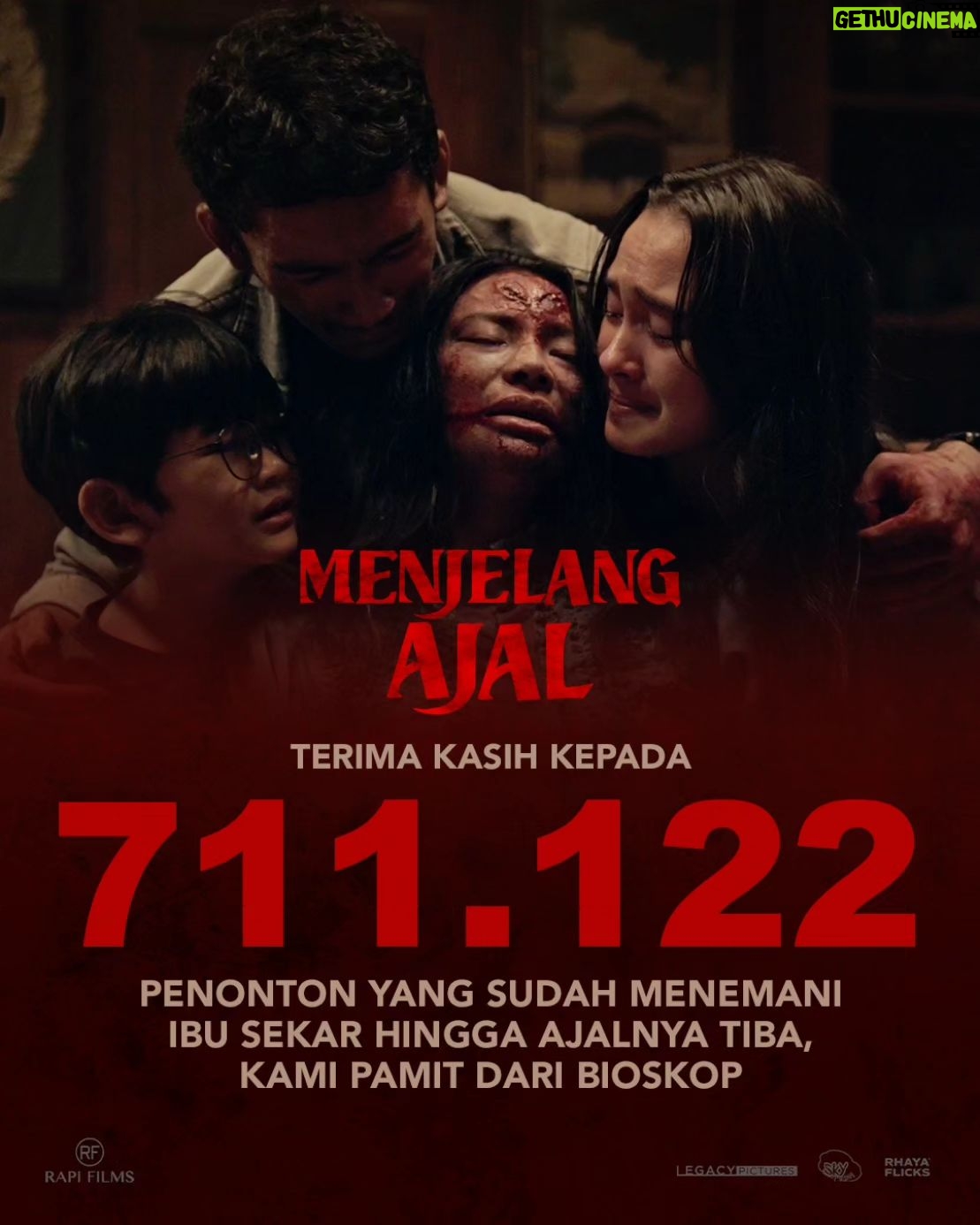 Shareefa Daanish - 3 Likes - Terima kasih kepada semua teman2 cast and crew.
Dan 711.122 penonton yang sudah menemani Ibu Sekar hinggal Ajalnya tiba, kami pamit dari bioskop 🙏