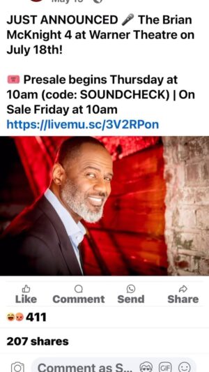 Sharon Reed Instagram - Brian McKnight tix on sale DC ..