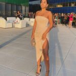 Sharon Carpenter Instagram - Remaining neutral… @veganwomenssummit welcome reception Dress: @kaiane_designs Styled by @bella_sophia_jewels @pr_solo Purse: @verano_hill Jewelry: @bella_sophia_jewels