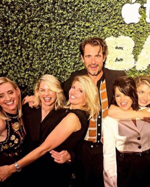 Sharon Horgan Instagram - I thought me and my sisters were gonna be together tonight so I’d have a new photo to post but as it turns out it was just me, Becka, the Prick and The Fonz. (What a joy.  Sorry for the tiny photo. I love Henry Winkler, the funniest, the nicest). But anyway, I wanted a new Bad Sisters photo to thank @iftaacademy for all their support for the show.  We are so delighted for the team behind the camera and in front of the camera. Making Ireland proud is always near the top of my list of things to do. We got to show her off in all her glory and entertain people too. I can’t wait to all be in the same room in Dublin together celebrating. 
#bad sisters 
@appletvplus 
@mermantvfilm