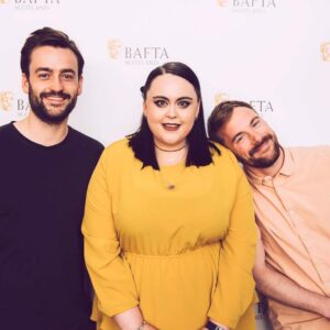 Sharon Rooney Instagram - I got to hangout and sit alongside these two brilliant fellas last Saturday! Thank you @baftascotland for having me at the Guru event and thank you Jordan and Ian at @somethinggram for putting up with me💖