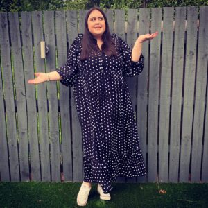 Sharon Rooney Instagram - Is that rain?
Oh well!
Mum take a picture 😂💖
- THANK YOU @yoursclothing for my polka dot dream dress 😍 not even the rain can stop me swishing it around! 

Also my fellow tall babes, it’s LONG 🙌 I can never get a dress this long everything’s a midi! Also also I’d say size down 🥰

Product code - 213658
Link - https://www.yoursclothing.co.uk/limited-collection-black-polka-dot-smock-frill-maxi-dress-p

(Not a sponsored post but the dress was very kindly gifted 💖)