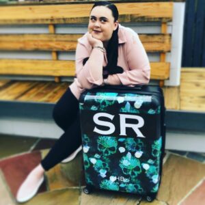 Sharon Rooney Instagram - Already dreaming about the next big adventure me and the suitcase of dreams are going on next.......💭💖 This case is from @hb_london and I couldn’t love it more, perfect size for my many MANY travels plus it’s SKULL MERMAIDS 🧜🏻‍♀️💀!!! The design is by the incredible @annalingis 😍! I wanted to give a completely honest review and after taking it on a couple of work trips I would definitely recommend. I’ve had a lot of compliments on it and it’s really easy to spot on the busy train luggage racks. The case also expands which is really handy with my ASOS habit 🙄😳 and both sides of it inside have a zip which I really like to keep your stuff separate. It comes with a lock on the outside, which is a bit fiddly but once you get the knack to it your good to go 💖 
I wonder how many trains it’ll go on this year 😂🚆! *****Not sure of the new rules regarding ads but full disclosure this is not an AD OR A GIFT. I was kindly given a discount on my suitcase but all opinions are honest and completely my own*****