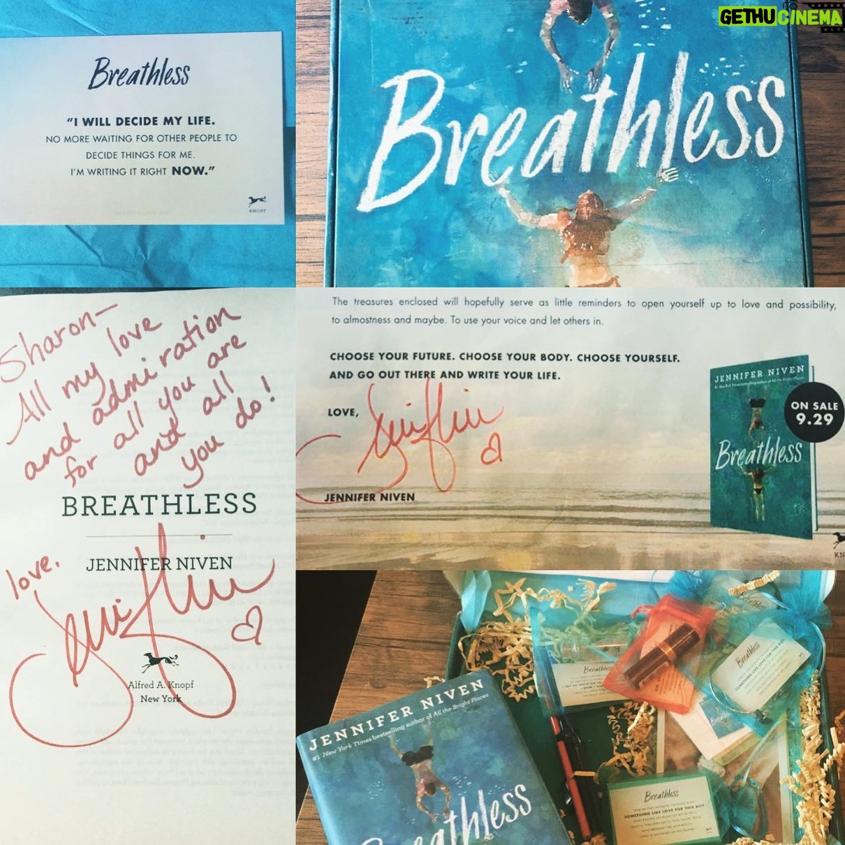 Sharon Rooney Instagram - Thank you so much to the incredibly wonderful @jenniferniven for sending me the most glorious and generous box of treasures to celebrate the upcoming release of BREATHLESS π π Iβve been a fan of this superhuman for years, for not only her marvellous books filled with characters I love but for her kindness, compassion and the goodness she constantly puts into the world. Thank you Jennifer, for everything πxx Pre Order at @waterstones https://www.waterstones.com/book/breathless/jennifer-niven/9780241371923 xx