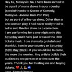 Sharul Channa Instagram – Thank you ♥️♥️♥️

No fluff, no percentages – just the plain truth. 
Few tickets left at @cloudjoi_
