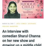 Sharul Channa Instagram – When you are in Singapore’s national paper wearing a sari/saree, you feel represented. In whichever small way. And of course, got interviewed by @bakchormeeboy recently too. 
So this is a photo dump of the feeling of being seen, representing and hoping to live up to people’s expectations. 

Middle-child by Sharul Channa starts on 3rd april and goes on till 8th April. Tickets on @ticketmastersg . ♥️♥️♥️🧿🫶🏽