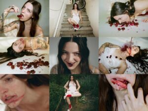 Shelby Lee Instagram - Don’t tell me to smile.
Xoxo🍒🔪
“Feminine Rage“ Creative direction, styling and photography @caitlinindiana 
Based on the written works of @tatumbronte 
Set assistant and BTS also by @tatumbronte 

women healing women