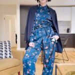 Shenae Grimes-Beech Instagram - POWER *SILK PAJAMA* SUIT 👩‍💼💼 Just a lil GRWM in London for good measure. Comment OUTFIT for all of the links! Also… a belted silk pajama-esque suit may be my new workwear/formal go-to. It doesn’t make sense on paper but it just completely works?