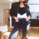 Shenae Grimes-Beech Instagram - Comfy and casual city gal vibes for a day of errands around town! Obsessed with the neutral color-blocking of this cozy knit and 😱 the snatched waist of this leather bomber?! Stahpppp. New favorite jacket and get compliments from EVERYONE every time I wear it. The leather is like buttah but it’s a beautiful weight that really holds its shape. Jeans are my everyday go-to’s you’ve seen me in a million times but they never get old! Comment OUTFIT for links to everything as always! 🖤 #revolve #revolvearoundtheworld #revolveambassador