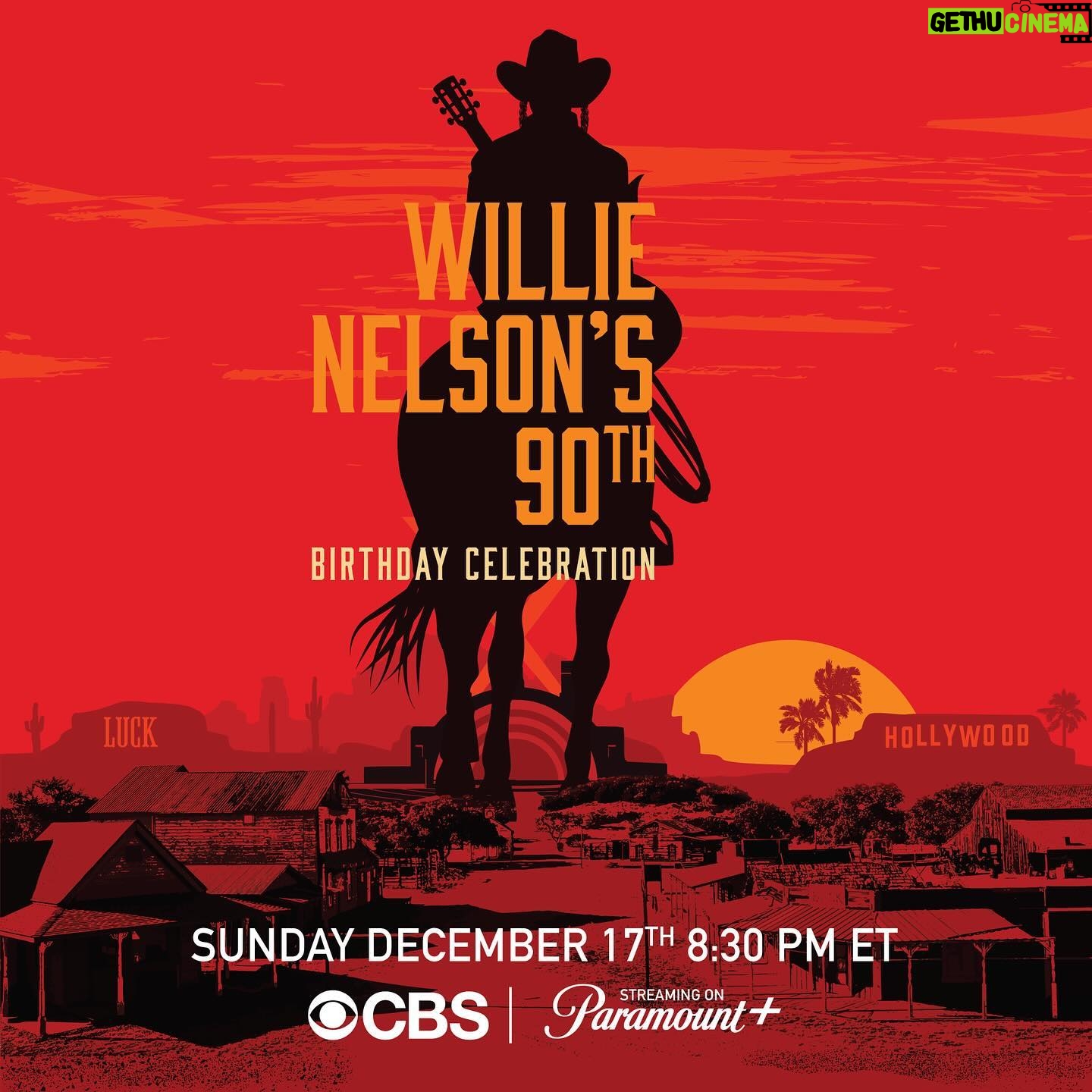 Sheryl Crow Instagram - Tune in to CBS/Paramount TONIGHT, December 17th, at 8:30 PM ET for an unforgettable special event - Willie Nelson's 90th Birthday Celebration! Join me and a star-studded lineup as we embark on a two-hour journey filled with incredible performances, exclusive behind-the-scenes footage, and captivating interviews from Willie Nelson's momentous birthday concert held at the legendary Hollywood Bowl on April 29 & 30, 2023. Tune in and be a part of this extraordinary celebration! @willienelsonofficial @cbstv @paramountplus @hollywoodbowl @blackbird_presents