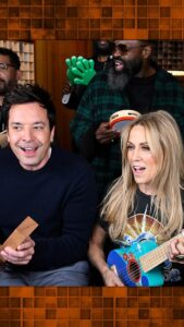 Sheryl Crow Instagram - @sherylcrow, @theroots and Jimmy perform “All I Wanna Do” with Classroom Instruments! #FallonTonight