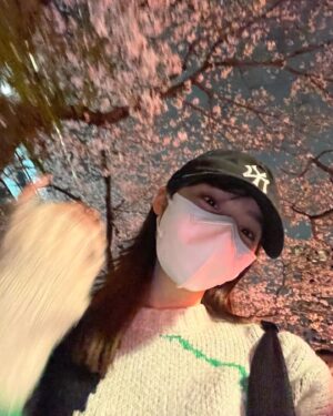 Shiori Akita Instagram - ㅤ
夜桜を見に行ってきました〜
きれいだったー！！🌸