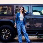 Shivani Tomar Instagram - Denim Days… 💙 @tomarvikas15 @shootwithvikas @shivanitomar9 ##denim #jeans #fashion #style #ootd #denimjacket #vintage #levis #outfit #love #denimstyle # #thar #jeep #heavymachines
