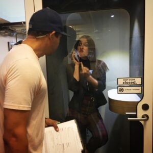 Shoshannah Stern Instagram - Honestly @capturecarlos how dare you interrupt me on this very important fake call I’m pretending to have as a profoundly deaf person who has never called anyone on the phone much less in a very expensive and ostentatious soundproof booth? Missing our #ThisClose S2 family and thankful to the wonderful @faithwotila who just sent me this ❤️
