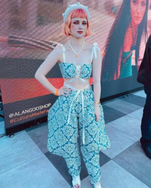 Sierra McCormick Instagram - Had a great time at the @weardorianwho show at #alangoofashionweekend and it was such a treat to wear this incredible look by @dorian.who herself. I’ll be dreaming of these pants forever…💭🌀