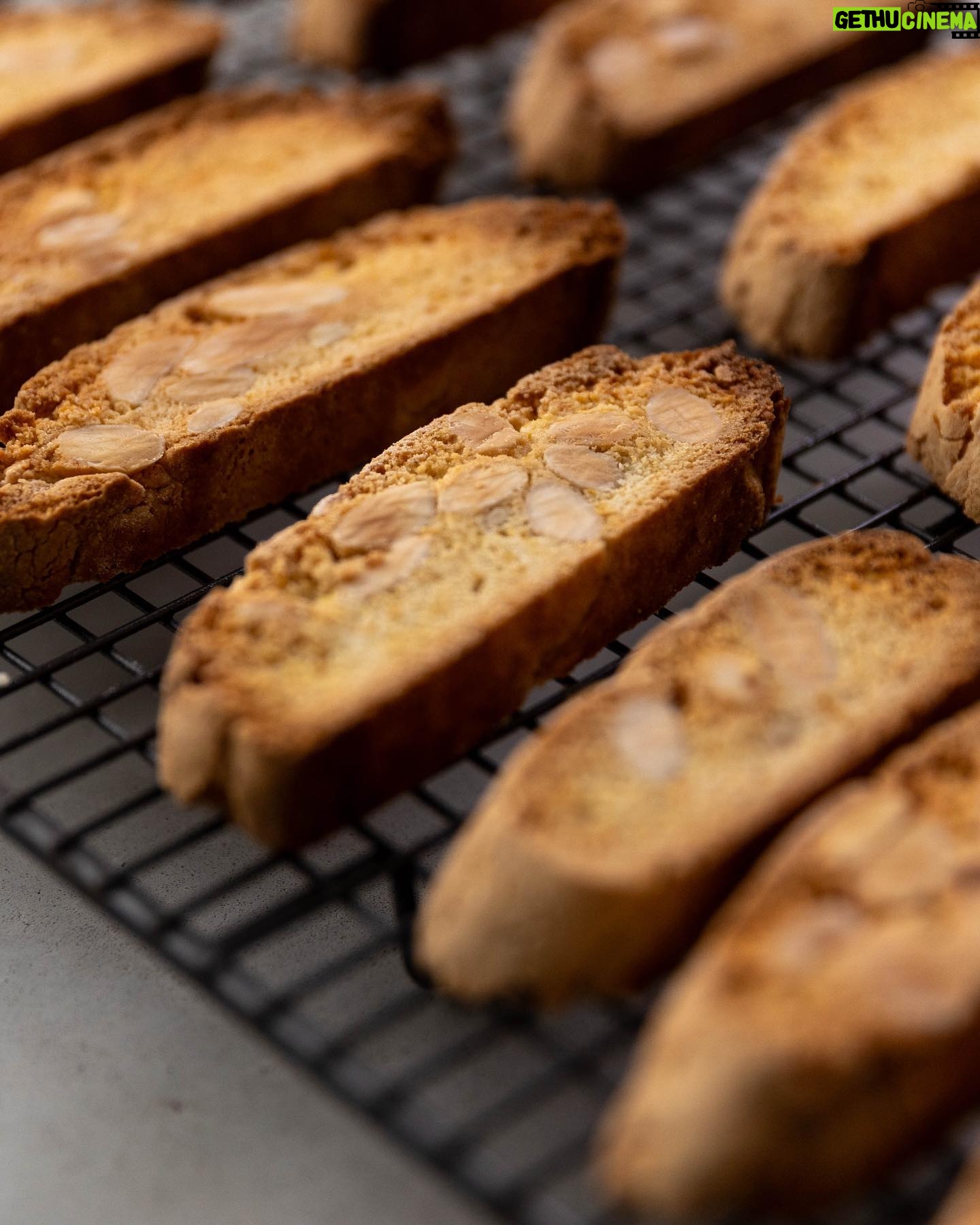 Silvia Colloca - 0.9K Likes - The most loved Italian biscuits: biscotti!
Crunchy, nutty, sweet… perfect for dunking!
Made with beautiful @mulinocaputo flour and Colavita olive oil, distributed in Australia by the amazing Basile family, long time collaborator of mine @basile_imports
Lemon and Almond Twice Baked Tuscan Biscotti
Ingredients
2 eggs
3 egg yolks
350 g caster sugar
1 teaspoon vanilla paste or extract
450 g self-raising flour, sifted (or plain flour mixed with 1 tablespoon of baking powder)
1 tbs baking powder
1 tbs extra virgin olive oil
pinch of salt flakes
finely grated zest of 2 lemons
200 g blanched almonds
Preheat your oven to 190°C (170°C fan-forced) and line a large baking tray with baking paper.
Place the eggs, egg yolks, sugar and vanilla in a mixing bowl and beat until pale and creamy. Add the flour,baking powder oil, salt and lemon zest and then the nuts. Shape the dough with floured hands to form two logs. Place the logs on the prepared tray, spaced well apart to allow for spreading, and bake for 25–30 minutes or until well risen and pale golden.
Remove from the oven and cool at room temperature for 3–5 minutes, then cut them on an angle into 1–1.5 cm thick slices. Make sure you use a very sharp serrated knife to ensure neat slices. You will notice than the inside of the biscuits are still a little wet – this is fine.
Arrange the slices on the lined tray and return to the oven for 5 minutes. Turn them over and toast for a further 15 minutes or until crisp and golden. Cool at room temperature, then serve with gelato, coffee or your favourite dessert wine. Any leftover tozzetti will keep in an airtight container for up to 2 weeks.
Watch @silviasitalianmasterclass on @channel10au and @10playau