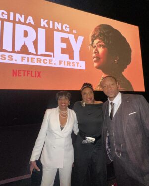 Simone Missick Instagram - Finally got to celebrate the hard work and dedication that all the artists put into the #Shirley movie for @netflix @strongblacklead 🙌🏾so proud of my love @dorianmissick in portraying #rondellums 👊🏾 And getting to bring the #glammamarazzi out to celebrate was such a special treat 🤎Shirley is out today!!! 
Thank you to my team @angelacstyles @kymmyizabeauty for getting me right. Jewelry by @tsmgofashionrental