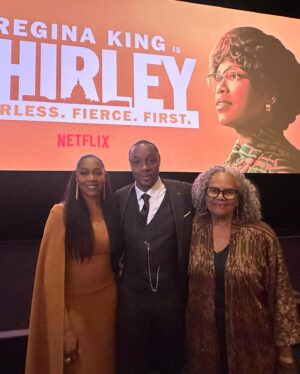 Simone Missick Instagram - Finally got to celebrate the hard work and dedication that all the artists put into the #Shirley movie for @netflix @strongblacklead 🙌🏾so proud of my love @dorianmissick in portraying #rondellums 👊🏾 And getting to bring the #glammamarazzi out to celebrate was such a special treat 🤎Shirley is out today!!! 
Thank you to my team @angelacstyles @kymmyizabeauty for getting me right. Jewelry by @tsmgofashionrental