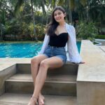 Simran Kaur Hundal Instagram - Water baby ☺️ . . . . . . . . . . . . #goa #vacay #summervacation #poolday #pooltime #whiteshirt #denimshorts #simrankaur #simranhundal #simrankaurhundal