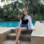 Simran Kaur Hundal Instagram - Water baby ☺️ . . . . . . . . . . . . #goa #vacay #summervacation #poolday #pooltime #whiteshirt #denimshorts #simrankaur #simranhundal #simrankaurhundal