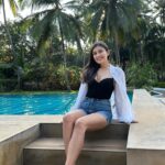 Simran Kaur Hundal Instagram - Water baby ☺️ . . . . . . . . . . . . #goa #vacay #summervacation #poolday #pooltime #whiteshirt #denimshorts #simrankaur #simranhundal #simrankaurhundal