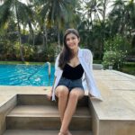 Simran Kaur Hundal Instagram - Water baby ☺️ . . . . . . . . . . . . #goa #vacay #summervacation #poolday #pooltime #whiteshirt #denimshorts #simrankaur #simranhundal #simrankaurhundal