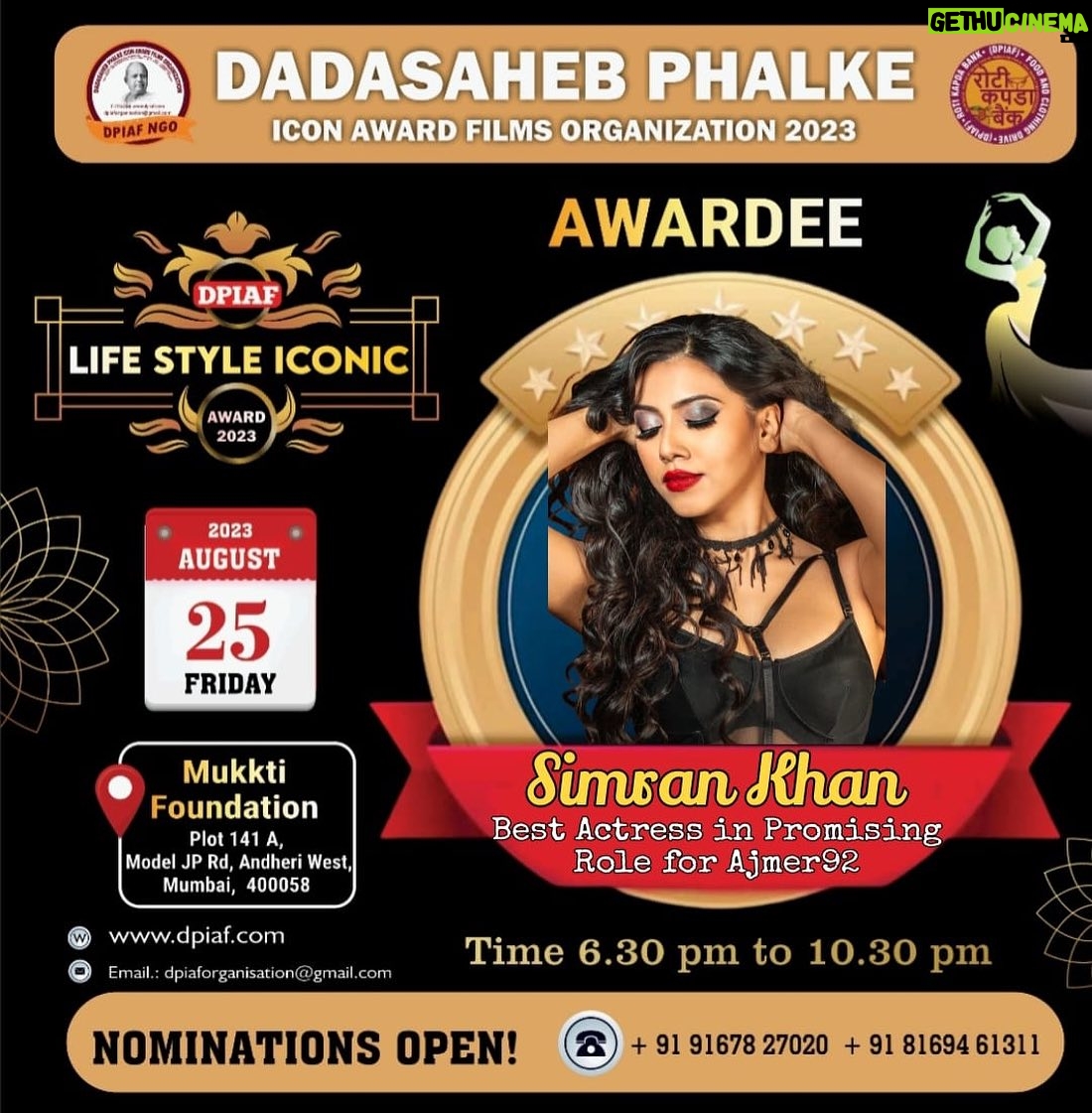 Simran Khan - 6K Likes - Blessed and Grateful 🙌
.
.
.
.
.
#dadasahebphalkeaward #award #awardee #actress #simrankhan