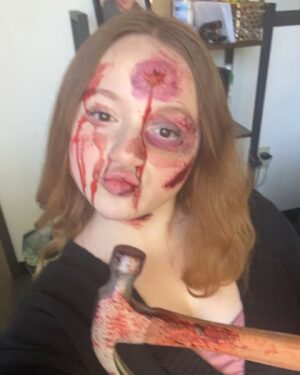 Skylar Gray Instagram - swipe to see film camp get progressively more and more scary 😵📽️🎞️ #scarymovie #fakeblood
#horror #horrormovies #actinglife #summercamp #shortfilm #filmcamp