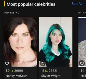 Skyler Wright Instagram - in a total state of shock and gratitude. i’m currently #11 on @imdb. three days ago i was so ecstatic to hit the top 5000, i could have never imagined this. funny story- six years ago, i was sat next to kelly reilly in a restaurant; i hadn’t even moved to LA yet. i remember gushing to my mom about how cool it was to be so close to her- i was a massive fan of her performance in FLIGHT. now i’m sitting next to her in the top 15 on imdb. what a freaking HONOR!! none of this would be possible without the incredible team at @sho_dexter @showtime -  @msiega @sbookstaver @jscottamy4 @lisaslo @bostoncasting #dexternewblood #justiceforchloe