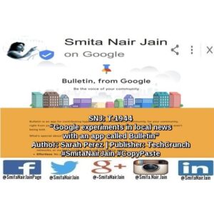 Smita Nair Jain Instagram - SNJ: T-1944: “Google experiments in local news with an app called Bulletin” | Author: Sarah Perez | Publisher: TechCrunch | #SmitaNairJain #CopyPaste #womenwhocode #womenintech #womenindigital #thoughtleaders #tedxtalks #tedxspeakers #tedxmotivationalspeakers #tedx #technologyfuturistkeynotespeakers #technology #tech #strategy #motivationalspeakertedtalks #motivationalspeakers #motivationalspeakeronleadership #motivationalspeakerbusiness #mentor #leadership #keynotespeakers #informationtechnology #futuristtechnologyspeakers #futuristspeakers #futuristmotivationalspeakers #futuristkeynotespeakers #fintech #digitalfuturistspeakers #businessfuturistspeakers
Google is testing a tool called Bulletin that would allow anyone to publish local news stories and events, according to a report from Slate, which Google later confirmed. The company described Bulletin as a way for others to communicate information of local interest, like bookstore readings, high school sporting events, or information about street closures, for example.
Slate found a ……..
TO READ THE FULL ARTICLE: https://www.linkedin.com/pulse/snj-t-1944-google-experiments-local-news-app-called-author-nair-jain/
Take A Minute To Follow Me On Social Media:
Facebook: https://www.facebook.com/SmitaNairJainPage/
Twitter: https://twitter.com/SmitaNairJain/
Instagram: https://www.instagram.com/smita.nair.jain/
LinkedIn: https://www.linkedin.com/in/smitanairjain/
Google : https://plus.google.com/ SmitaNairJain/