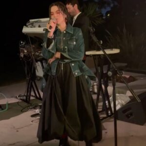 SoKo Instagram - Got to play some of my favorite songs to some of my favorite people last night.. Thank you all for being my special Valentines ❣️ Thank you @matchesfashion for letting me play in front of a live audience for the first time since covid.. Goddess, i’vemissed it ! Thank you @alexandermcqueen for making the best clothes / jewelry and making me feel like a true grunge goth princess. 
Thank you to @chromesparks & @hether for being the best band for a night !
Styled by @jaredengstudios 
Make up @amberdmakeup 
Hair @sheardeath 
#mfxfrieze
