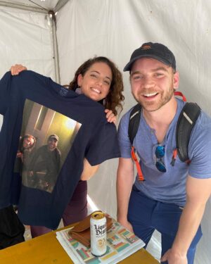 Sona Movsesian Instagram - Yesterday I was at the LA Times Festival of Books promoting my book (a NYT bestseller nbd, link in my bio) and I ran into this wonderful person who made a shirt out of the picture we took at one of my book signings. One of million reasons why I love my job - I get to connect with some awesome people. (To my pal in this photo, identify yourself so I can tag you…I don’t want to misspell your name). .
.
.
Update: found him thanks to my pal @mattgourley Great seeing you again yesterday @allongary !