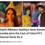 Sonam Lamba Instagram - Watch me in Sasural Simar Ka 2 on Colors at 6pm