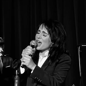 Sophia Anne Caruso Instagram - From my Saturday night concert in Ny. We had fun! 
  @todaytix 
  Suit: @celine 
Band: @heyness @jjappleton @marccopely @richardhammondbass @bdelaneyny 
@paradiseclubnyc 
@tony_marion