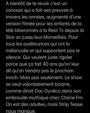 Sophie-Marie Larrouy Instagram - @abientotdeterevoir devient une copie double puisqu'à partir de lundi vous aurez accès bimensuellement à l'audioguide mais aussi à une émission filmée disponible sur France.tv et @francetvslash. Jamais j'aurais pensé aimer un travail 4 ans d'affilée dont deux de confinements. Ça va être : bizarre, comme nous touxtes, dur dehors on tombe pas une larme le corps est humecté, et je vais avoir besoin de vous pour qu'on prenne une bonne fois pour toutes les clés de la boutique. Merci à vous, @bingeaudio, @anais_4n4is 🇩🇿, @joelronez, Naomi, @quentinbresson @atypicprod et les gadgi de @francetvslash 
Allez ça part en prod 🦺🦷👄🦅